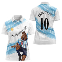Personalized Argentina Football Women Polo Shirt La Seleccion Horse - Sun Of May