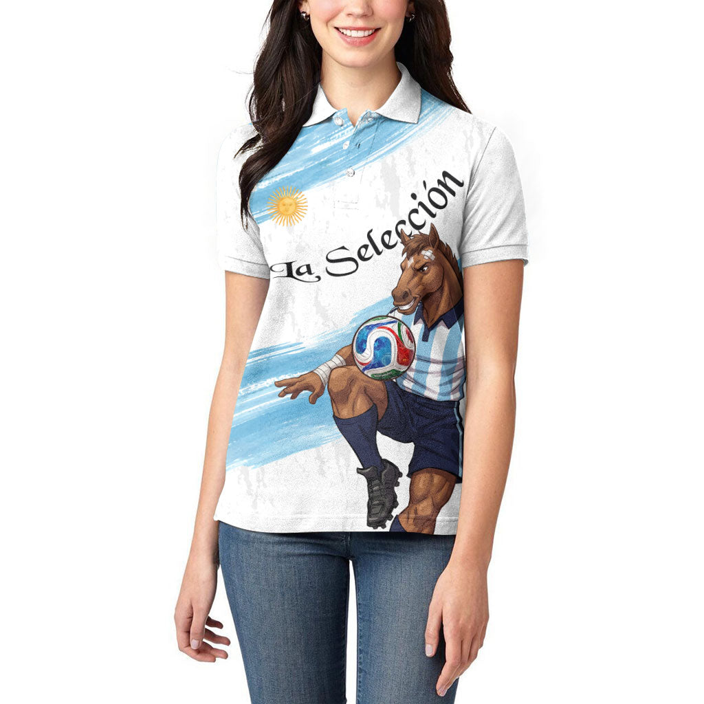 Personalized Argentina Football Women Polo Shirt La Seleccion Horse - Sun Of May
