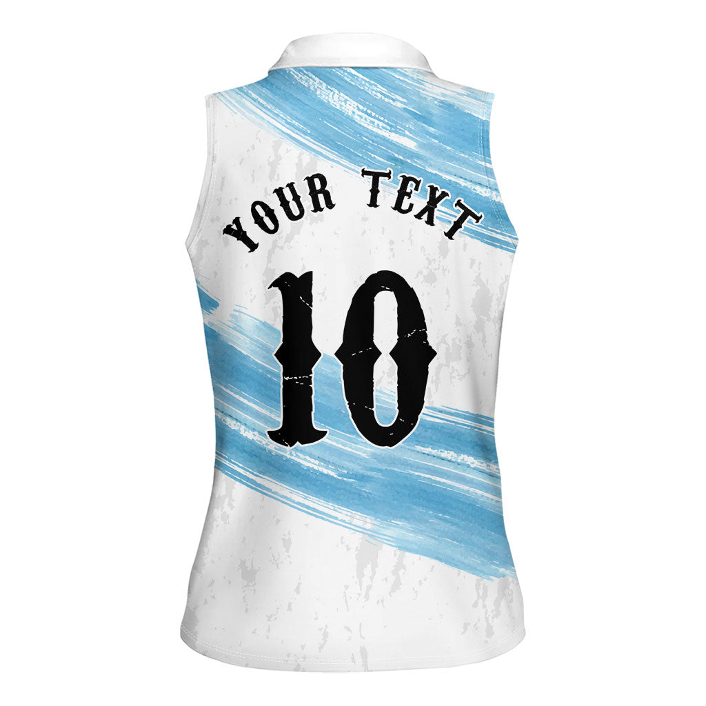Personalized Argentina Football Women Sleeveless Polo Shirt La Seleccion Horse - Sun Of May