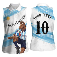 Personalized Argentina Football Women Sleeveless Polo Shirt La Seleccion Horse - Sun Of May