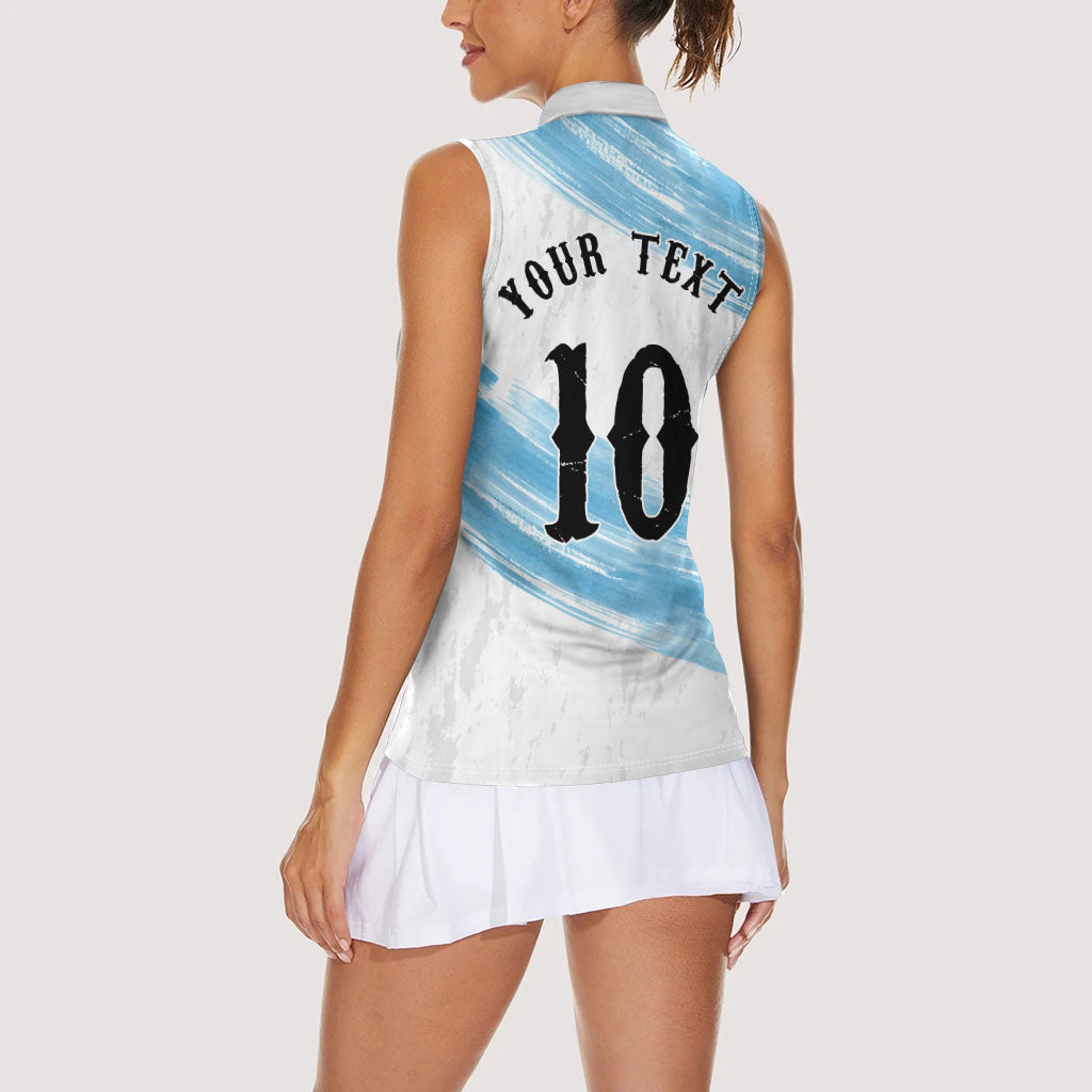 Personalized Argentina Football Women Sleeveless Polo Shirt La Seleccion Horse - Sun Of May