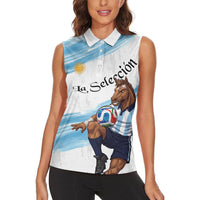 Personalized Argentina Football Women Sleeveless Polo Shirt La Seleccion Horse - Sun Of May