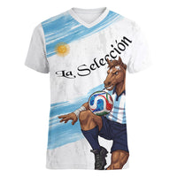 Personalized Argentina Football Women V-Neck T-Shirt La Seleccion Horse - Sun Of May