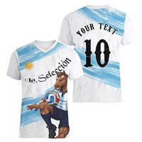 Personalized Argentina Football Women V-Neck T-Shirt La Seleccion Horse - Sun Of May