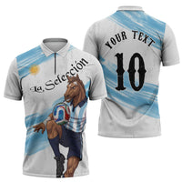 Personalized Argentina Football Zipper Polo Shirt La Seleccion Horse - Sun Of May