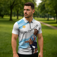 Personalized Argentina Football Zipper Polo Shirt La Seleccion Horse - Sun Of May