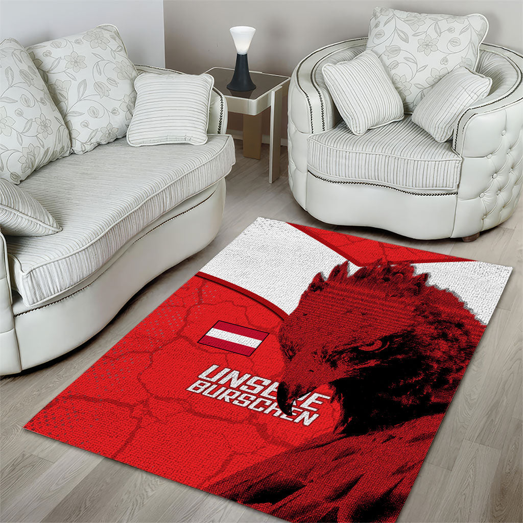 Austria Football Area Rug Unsere Burschen Eagle Mascot