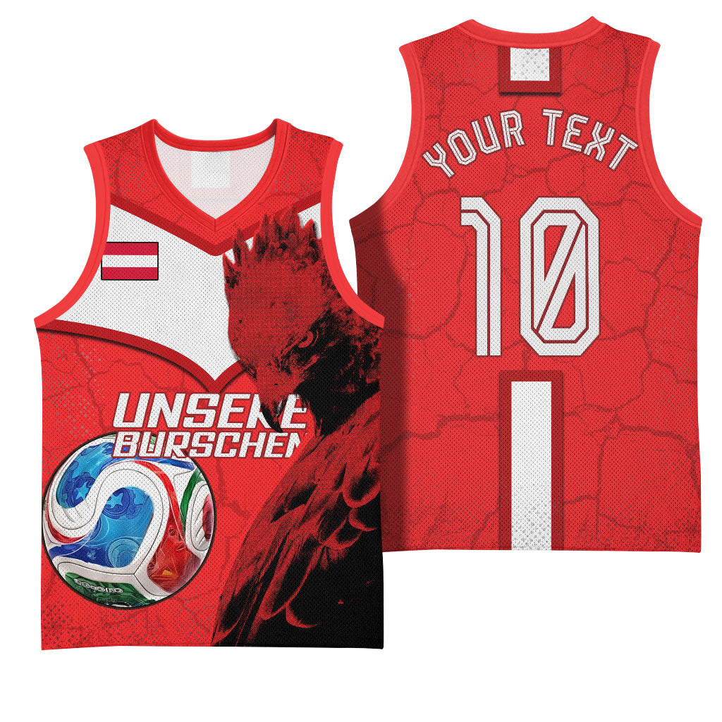 Personalized Austria Football Basketball Jersey Unsere Burschen Eagle Mascot