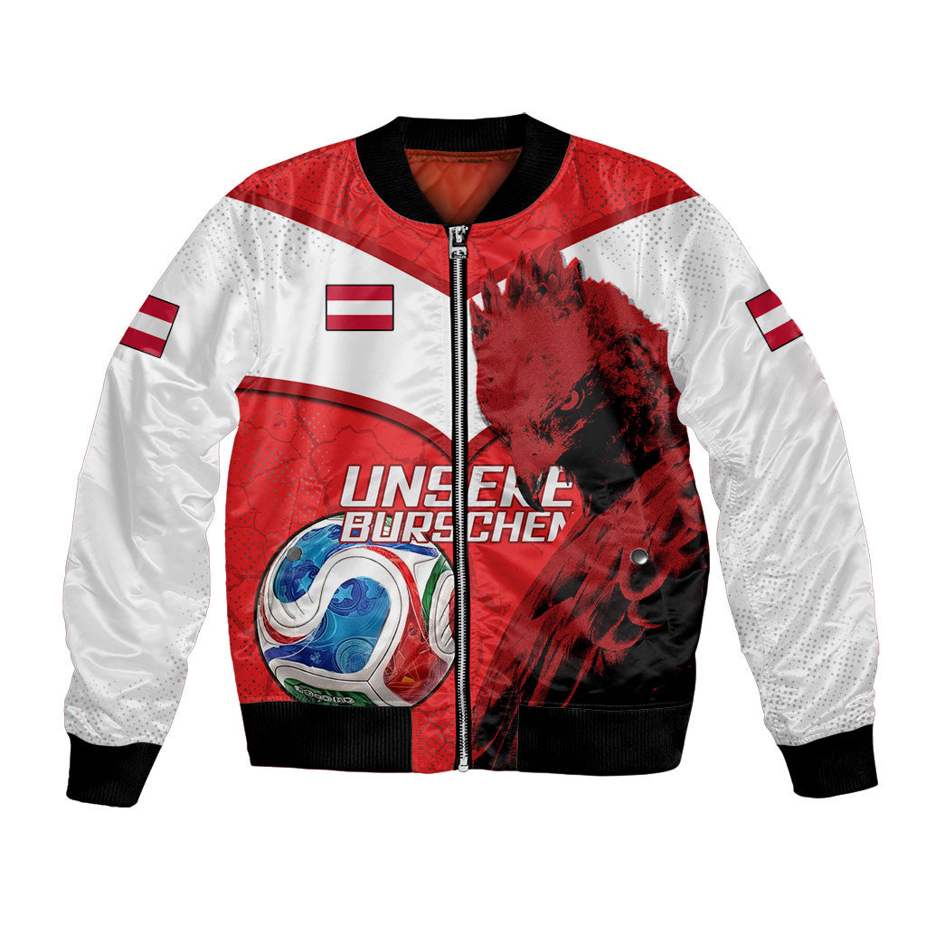 Personalized Austria Football Bomber Jacket Unsere Burschen Eagle Mascot