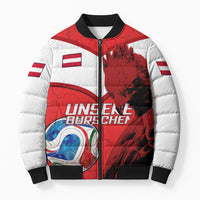 Personalized Austria Football Bomber Puffer Jacket Unsere Burschen Eagle Mascot