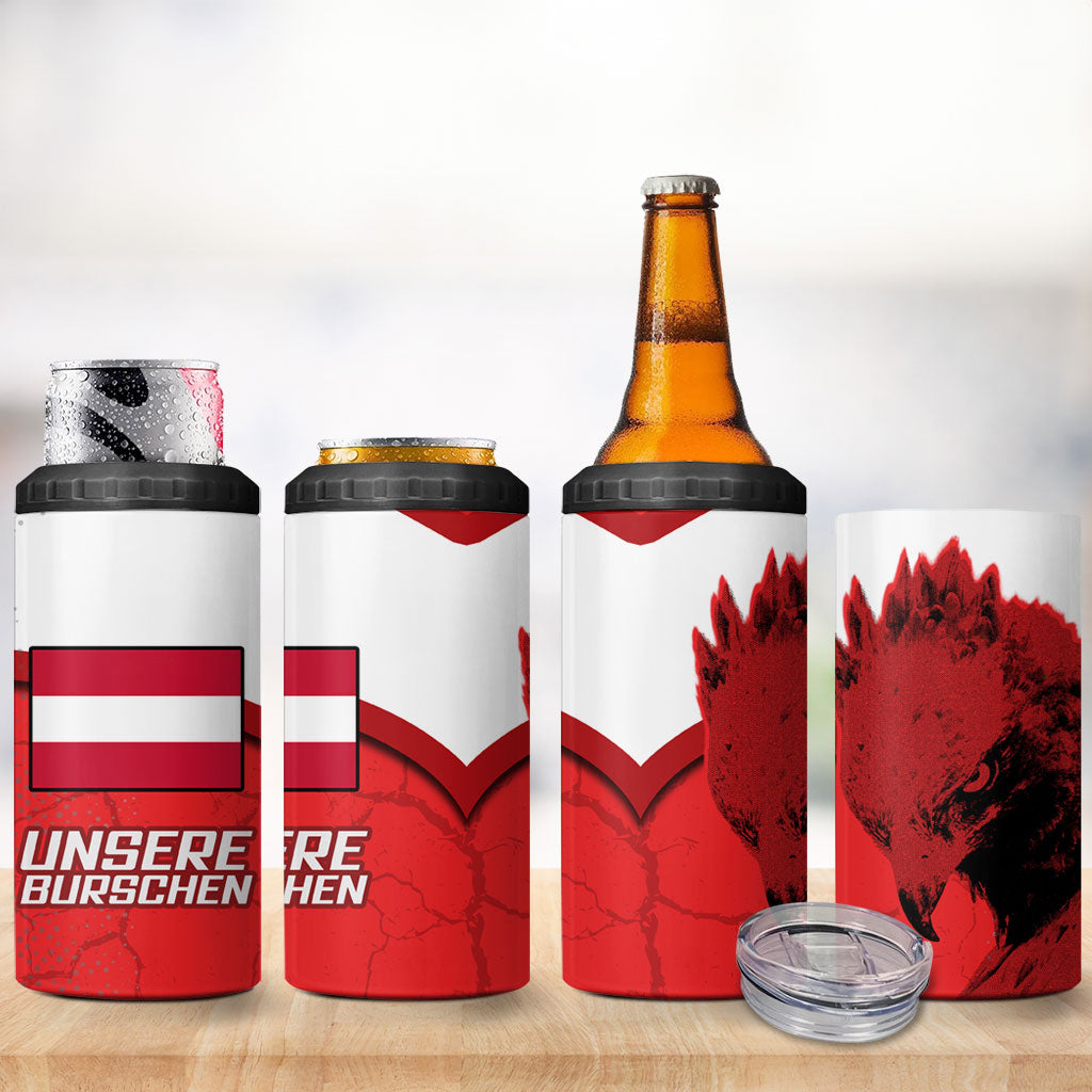 Austria Football 4 in 1 Can Cooler Tumbler Unsere Burschen Eagle Mascot