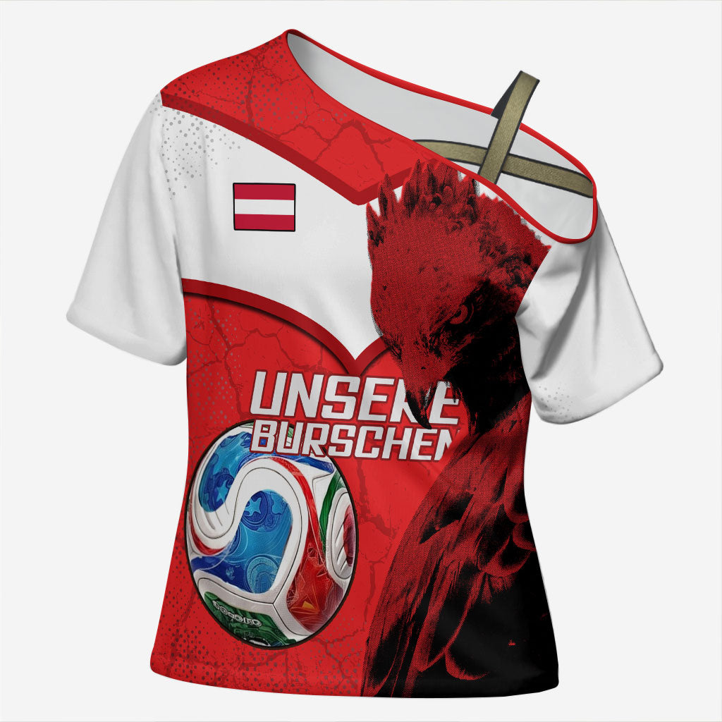Personalized Austria Football Cross Shoulder Shirt Unsere Burschen Eagle Mascot