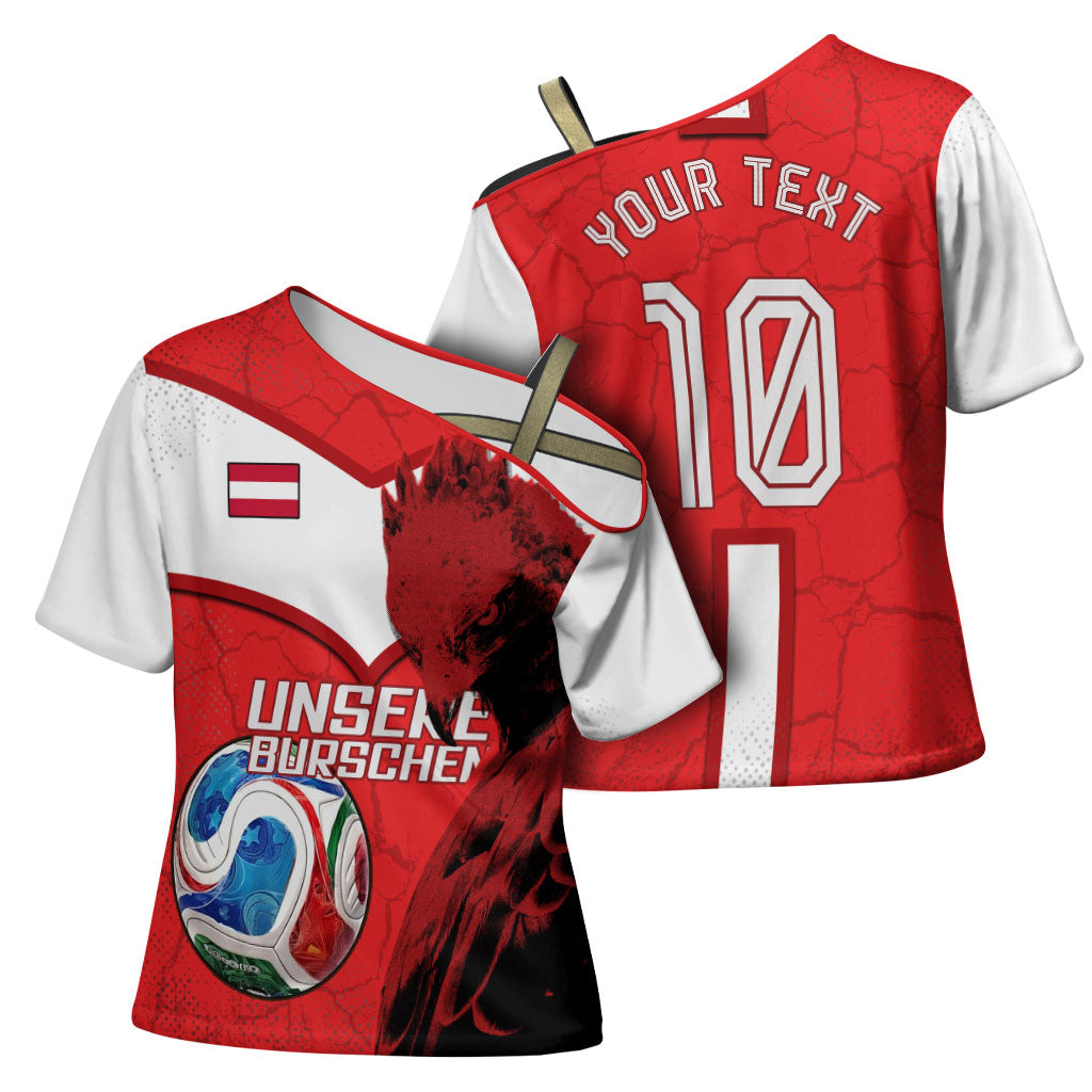 Personalized Austria Football Cross Shoulder Shirt Unsere Burschen Eagle Mascot
