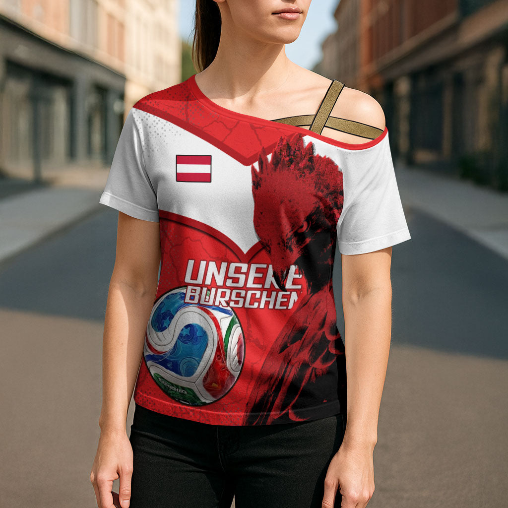 Personalized Austria Football Cross Shoulder Shirt Unsere Burschen Eagle Mascot