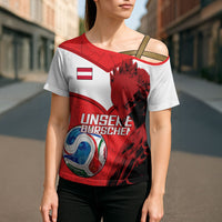 Personalized Austria Football Cross Shoulder Shirt Unsere Burschen Eagle Mascot