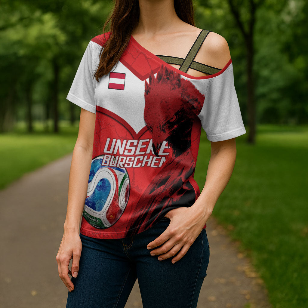Personalized Austria Football Cross Shoulder Shirt Unsere Burschen Eagle Mascot