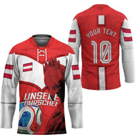Personalized Austria Football Hockey Jersey Unsere Burschen Eagle Mascot