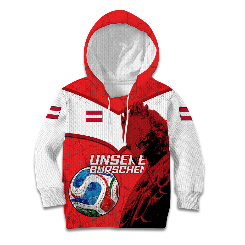 Personalized Austria Football Kid Hoodie Unsere Burschen Eagle Mascot