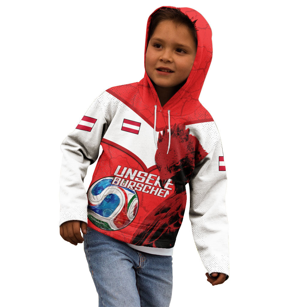 Personalized Austria Football Kid Hoodie Unsere Burschen Eagle Mascot