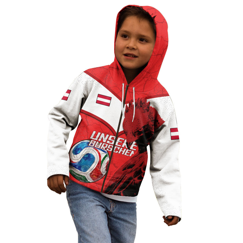 Personalized Austria Football Kid Hoodie Unsere Burschen Eagle Mascot