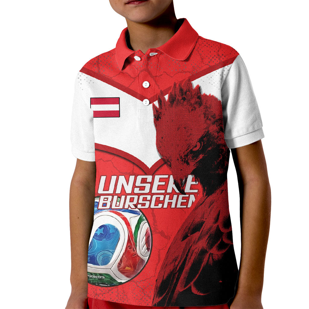 Personalized Austria Football Kid Polo Shirt Unsere Burschen Eagle Mascot