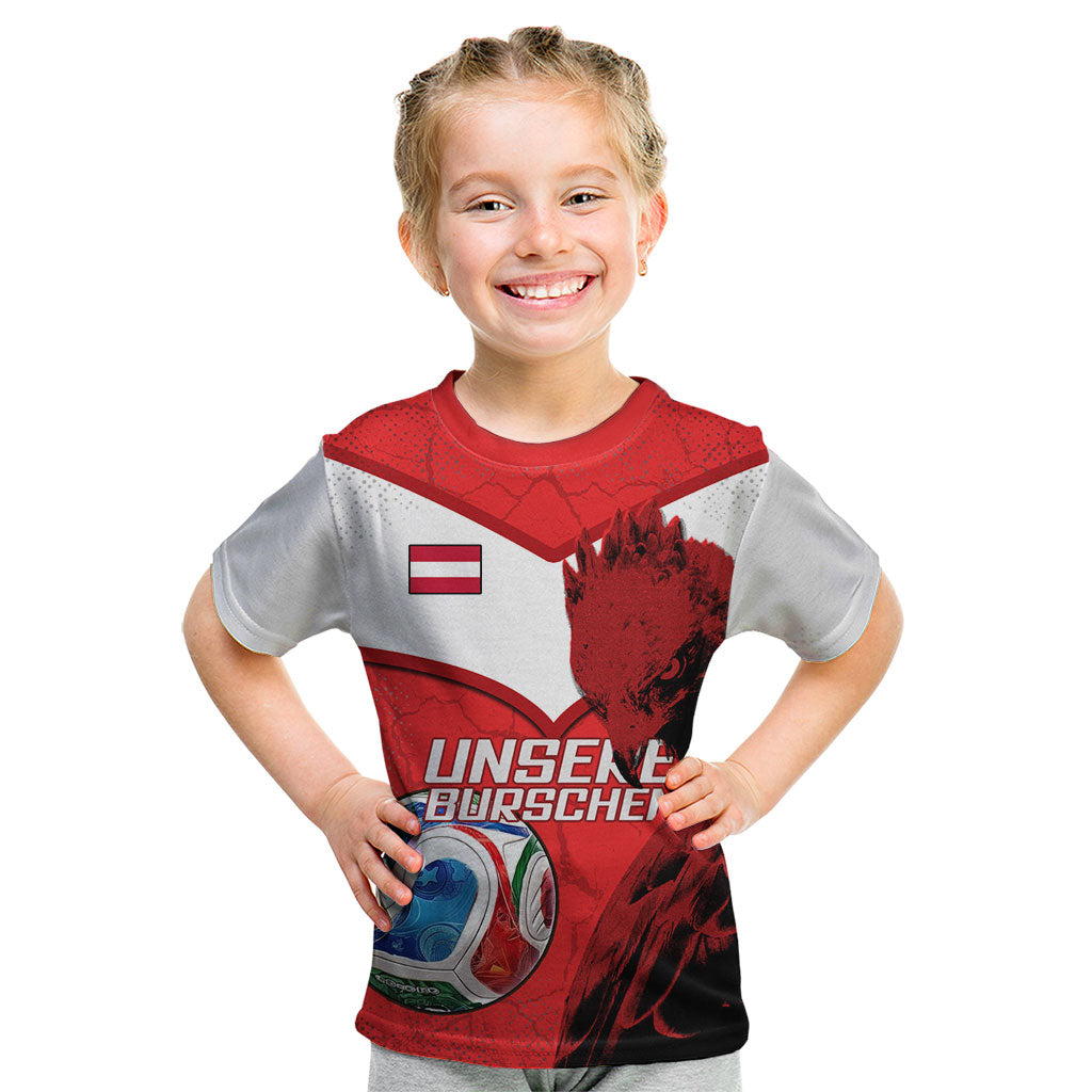 Personalized Austria Football Kid T Shirt Unsere Burschen Eagle Mascot