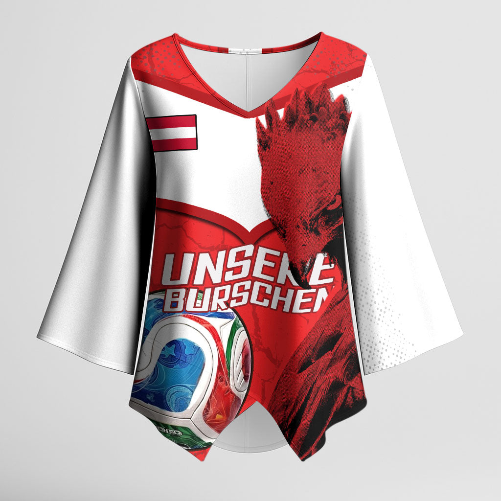 Personalized Austria Football Kimono Sleeve Blouse Unsere Burschen Eagle Mascot
