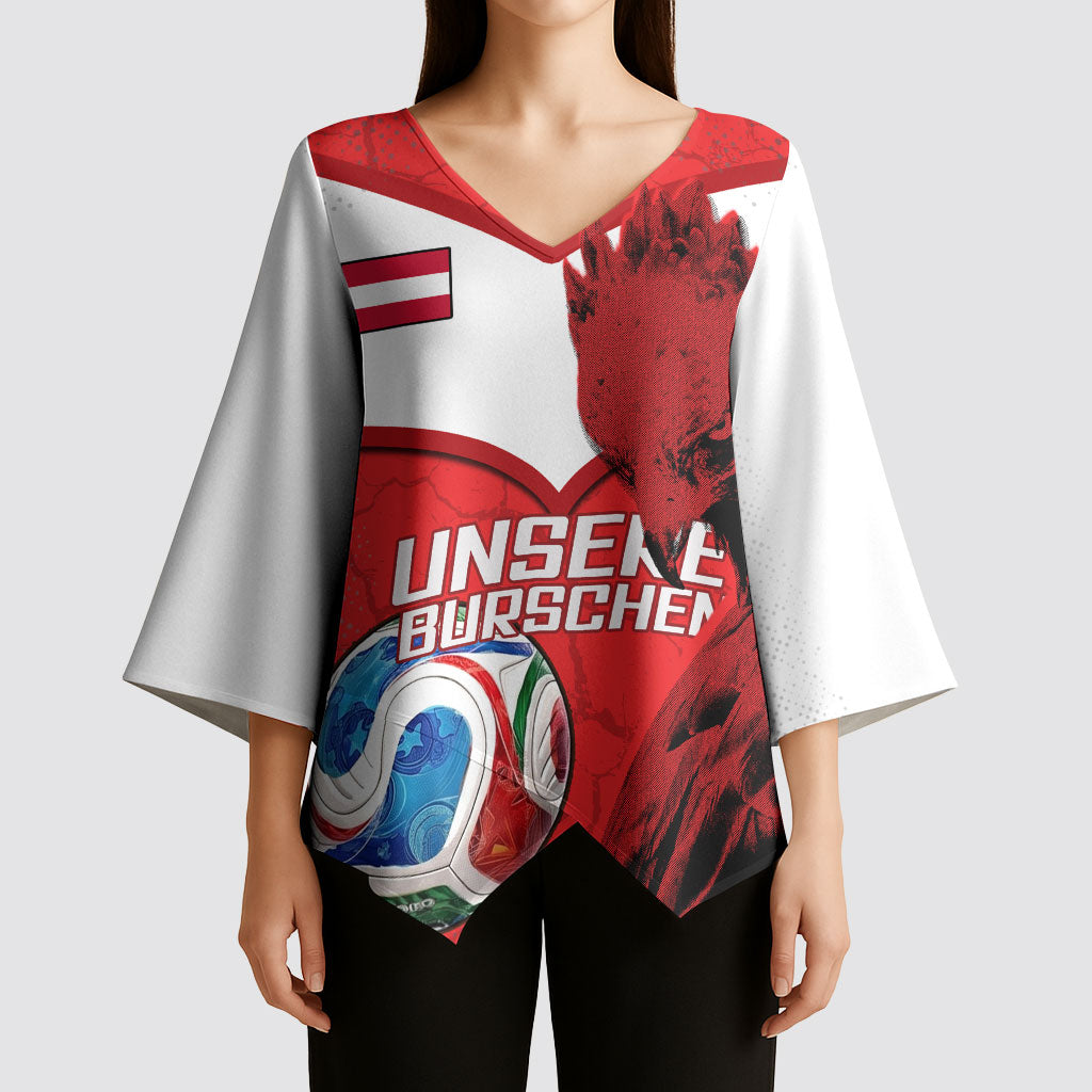 Personalized Austria Football Kimono Sleeve Blouse Unsere Burschen Eagle Mascot