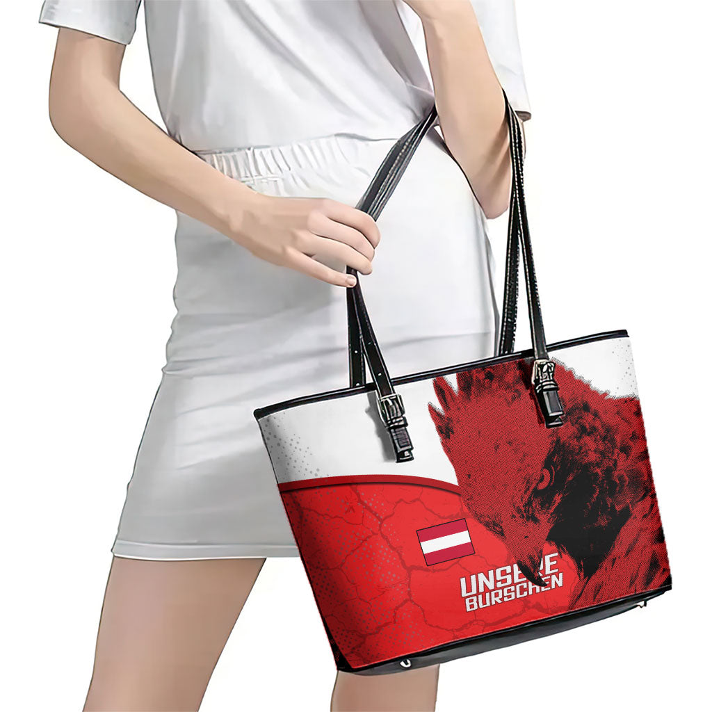 Austria Football Leather Tote Bag Unsere Burschen Eagle Mascot