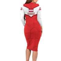 Austria Football Long Sleeve Bodycon Dress Unsere Burschen Eagle Mascot