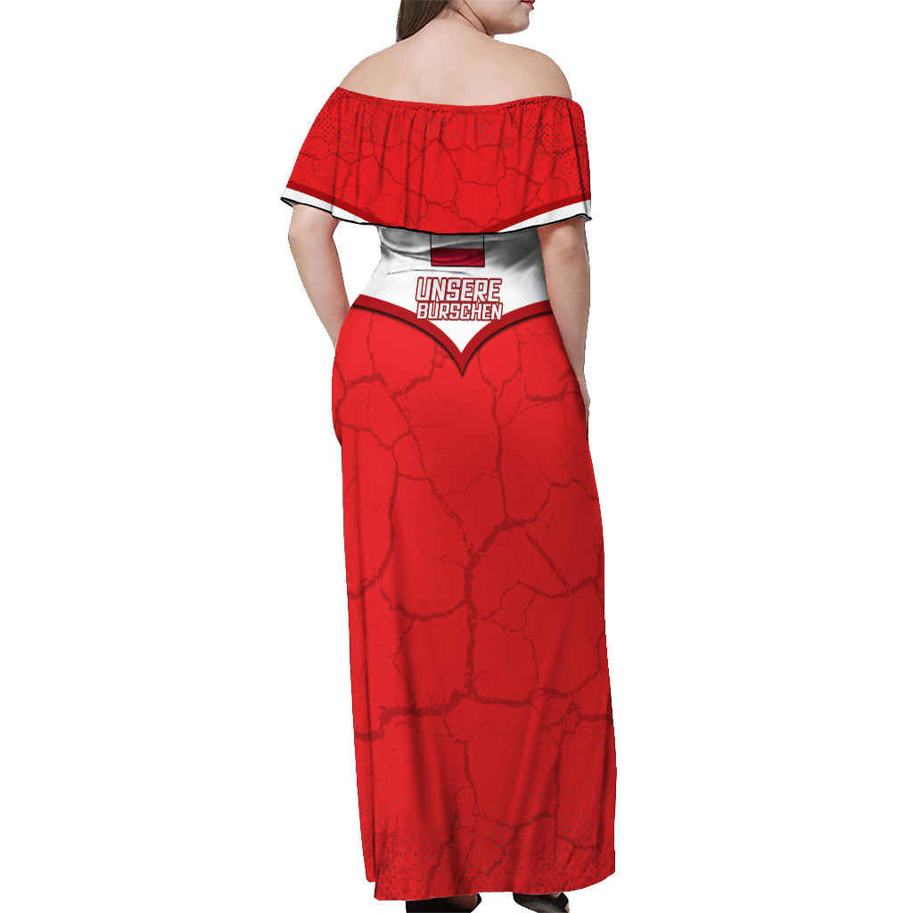 Austria Football Off Shoulder Maxi Dress Unsere Burschen Eagle Mascot