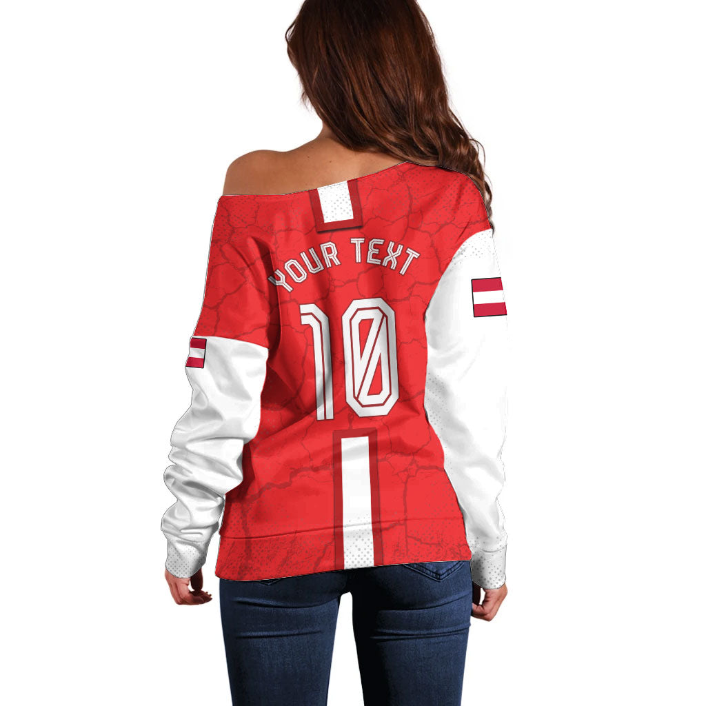 Personalized Austria Football Off Shoulder Sweater Unsere Burschen Eagle Mascot