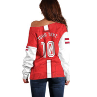 Personalized Austria Football Off Shoulder Sweater Unsere Burschen Eagle Mascot