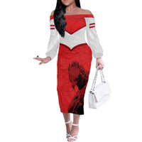 Austria Football Off The Shoulder Long Sleeve Dress Unsere Burschen Eagle Mascot