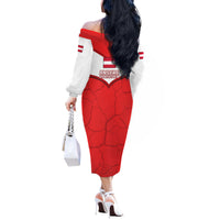 Austria Football Off The Shoulder Long Sleeve Dress Unsere Burschen Eagle Mascot