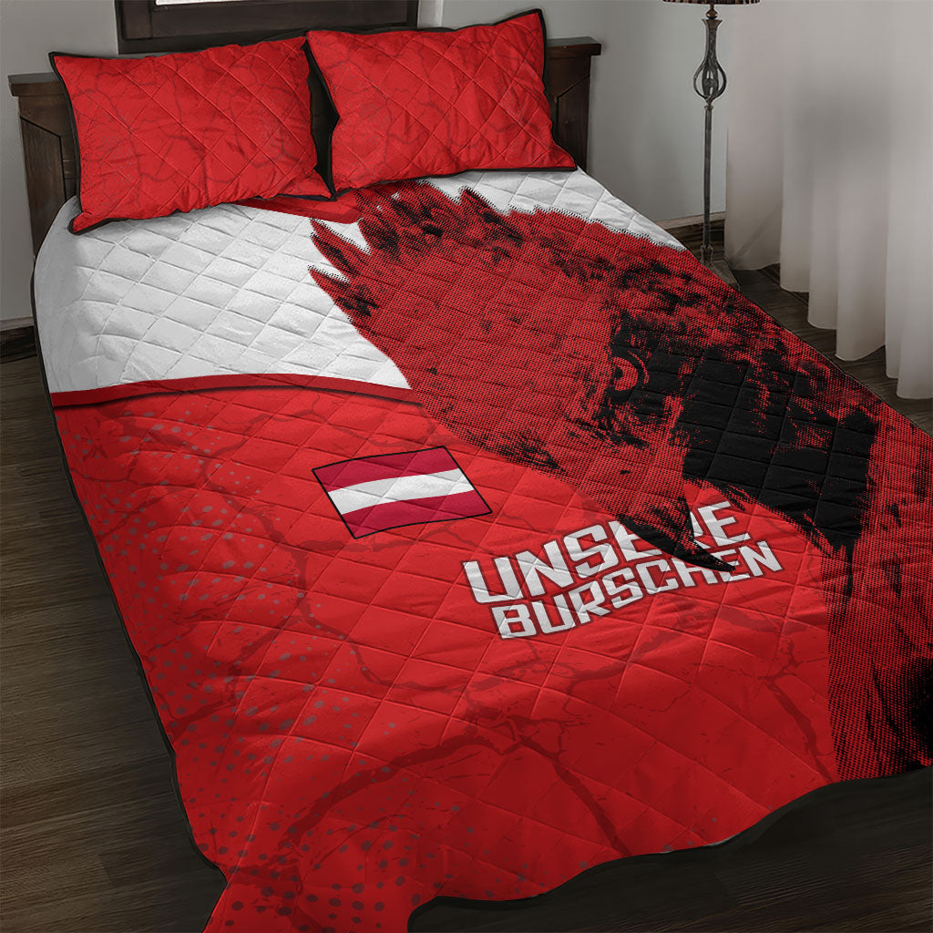 Austria Football Quilt Bed Set Unsere Burschen Eagle Mascot
