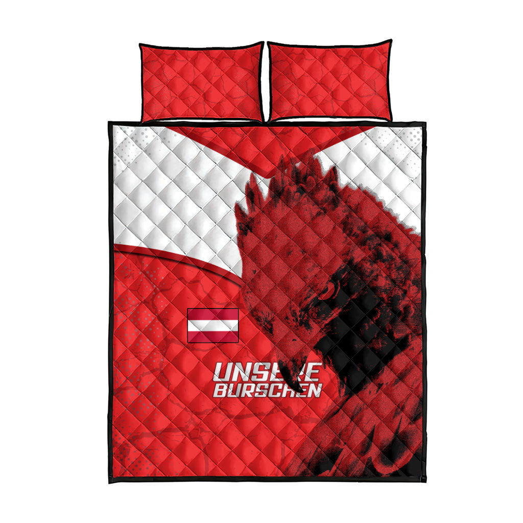 Austria Football Quilt Bed Set Unsere Burschen Eagle Mascot