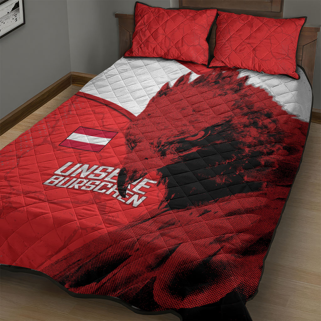 Austria Football Quilt Bed Set Unsere Burschen Eagle Mascot