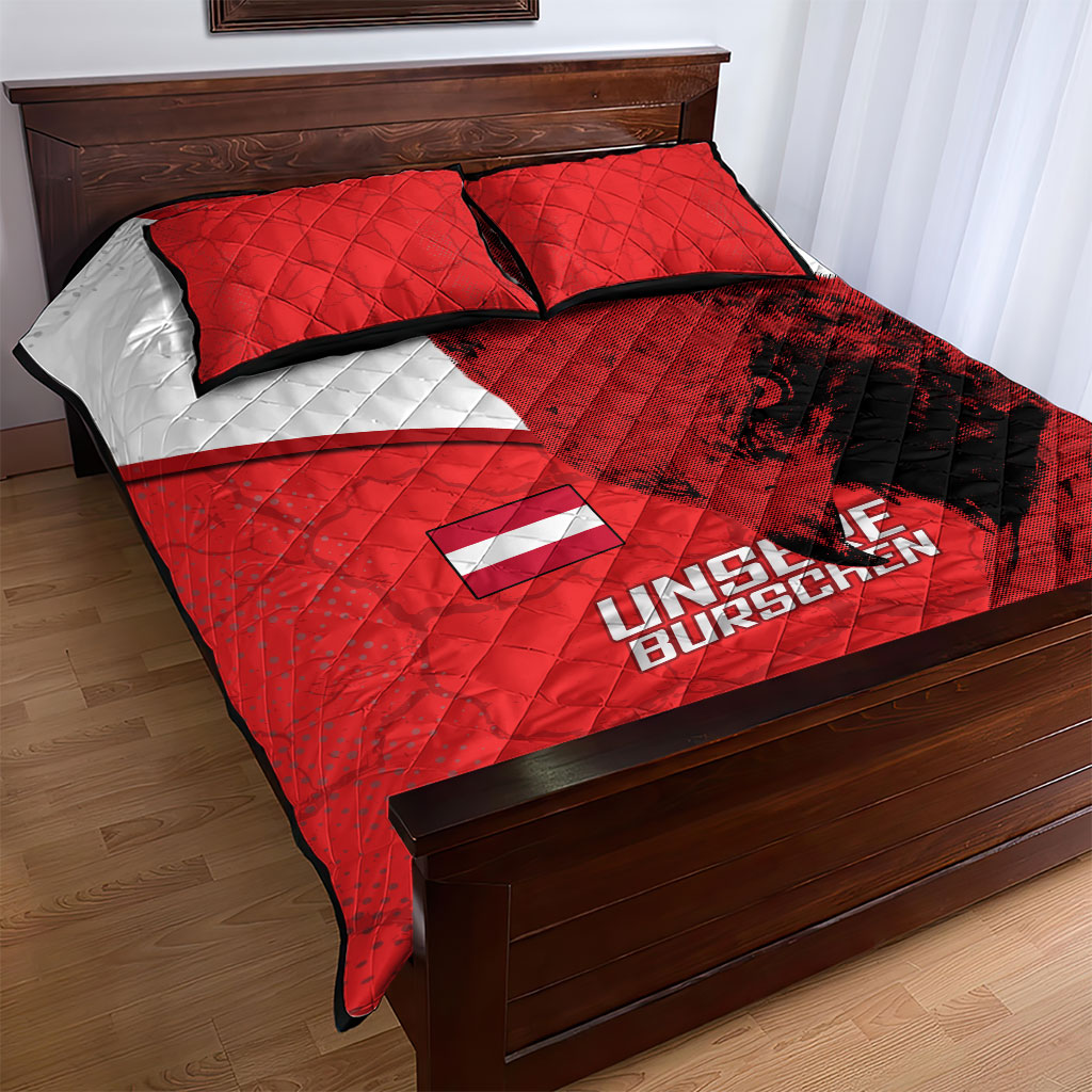 Austria Football Quilt Bed Set Unsere Burschen Eagle Mascot