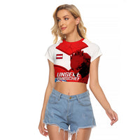 Personalized Austria Football Raglan Cropped T Shirt Unsere Burschen Eagle Mascot
