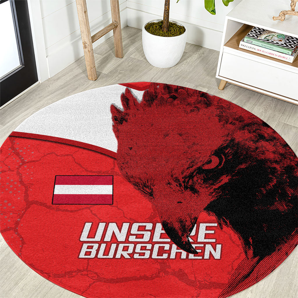 Austria Football Round Carpet Unsere Burschen Eagle Mascot
