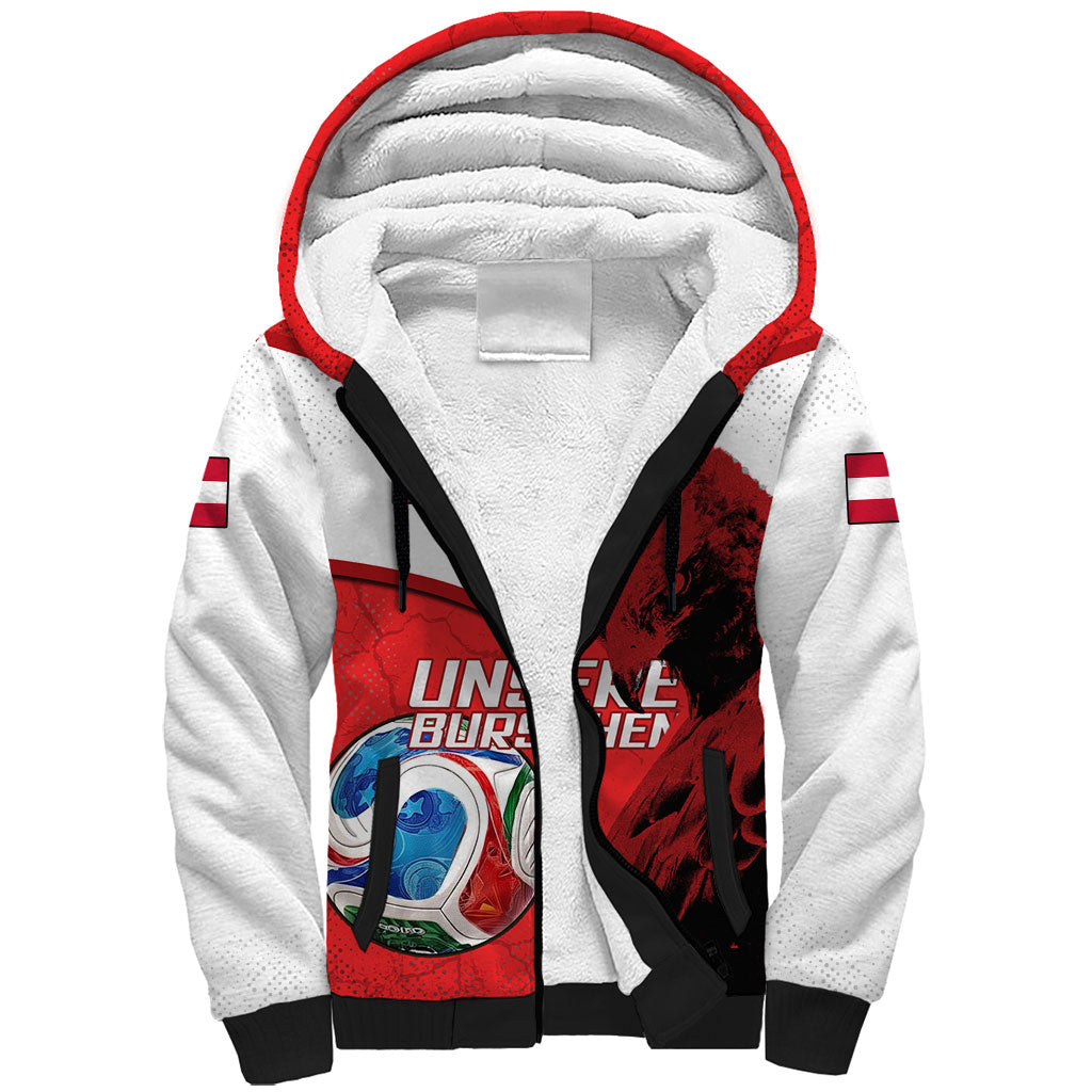 Personalized Austria Football Sherpa Hoodie Unsere Burschen Eagle Mascot