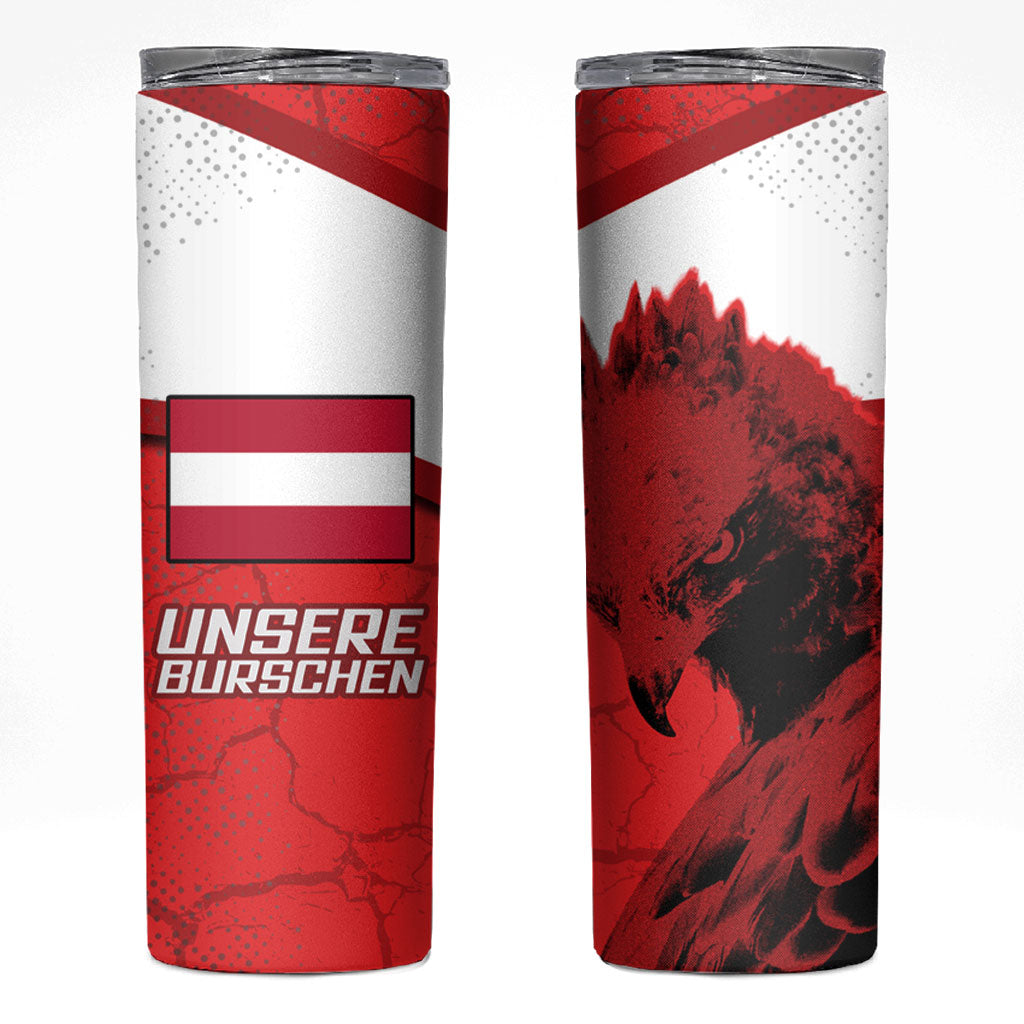 Austria Football Skinny Tumbler Unsere Burschen Eagle Mascot