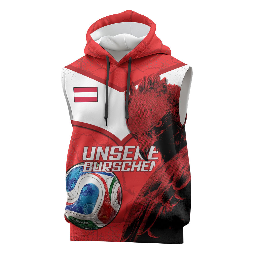Personalized Austria Football Sleeveless Hoodie Unsere Burschen Eagle Mascot