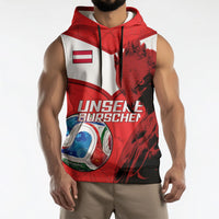 Personalized Austria Football Sleeveless Hoodie Unsere Burschen Eagle Mascot