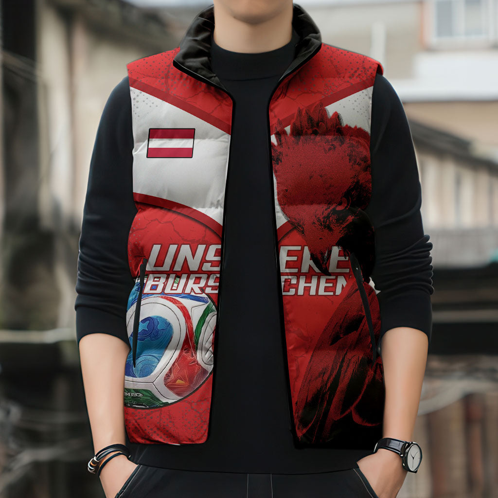 Personalized Austria Football Sleeveless Puffer Jacket Unsere Burschen Eagle Mascot
