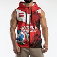 Personalized Austria Football Sleeveless Zip Hoodie Unsere Burschen Eagle Mascot