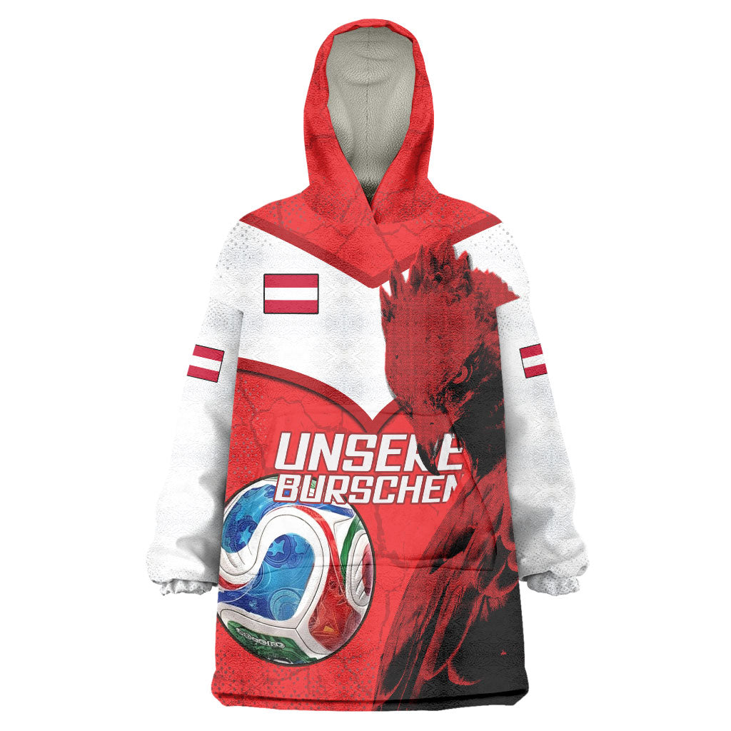 Personalized Austria Football Wearable Blanket Hoodie Unsere Burschen Eagle Mascot