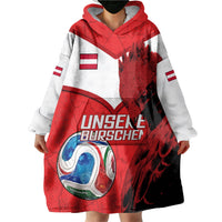 Personalized Austria Football Wearable Blanket Hoodie Unsere Burschen Eagle Mascot