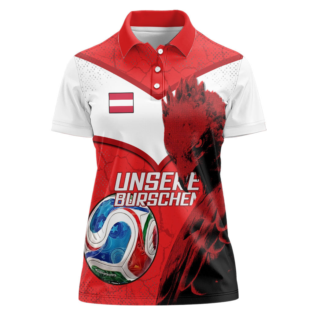 Personalized Austria Football Women Polo Shirt Unsere Burschen Eagle Mascot